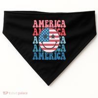 America Smiley Face USA-Made Doggie Bandana thumb 0