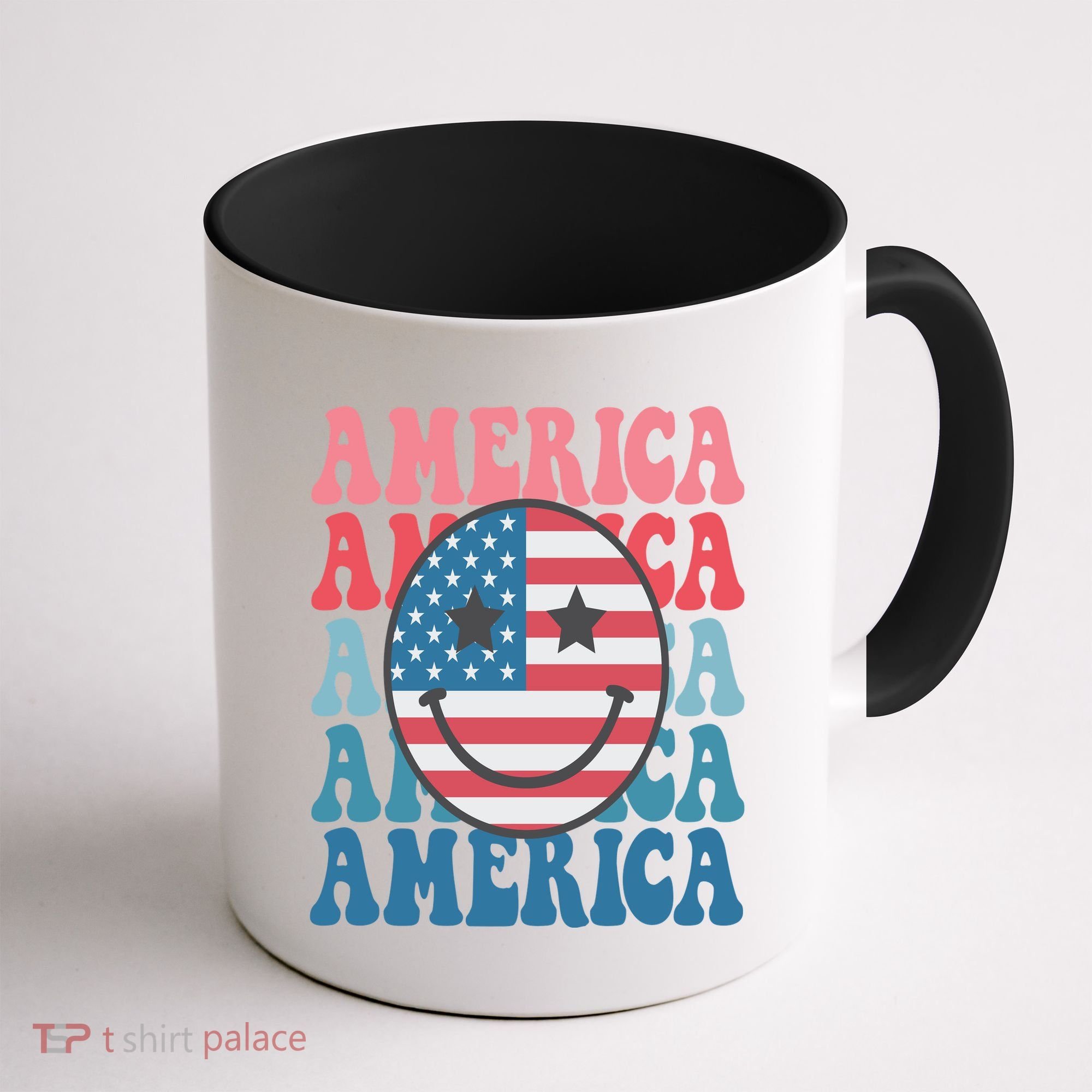 America Smiley Face Coffee Mug
