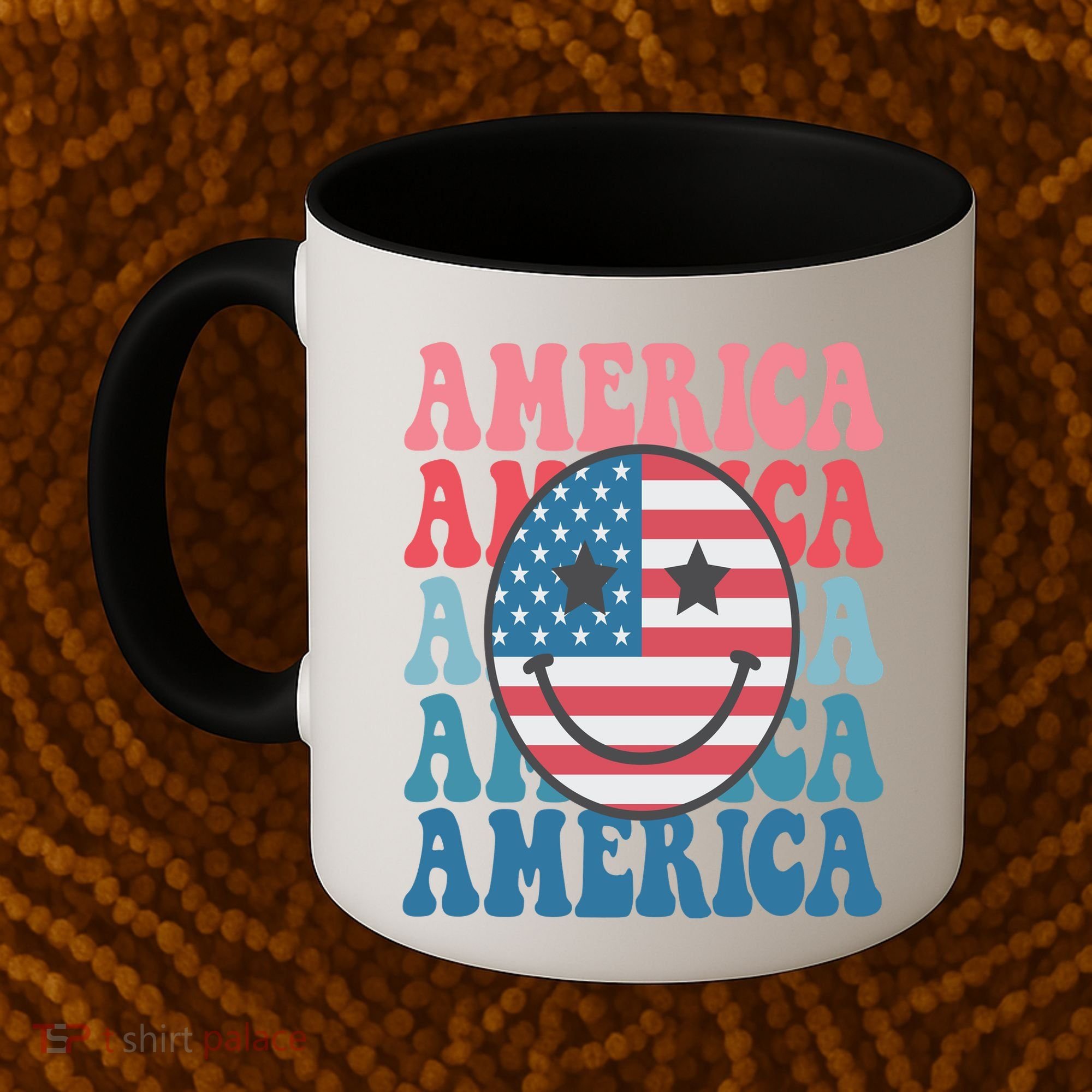 America Smiley Face Coffee Mug