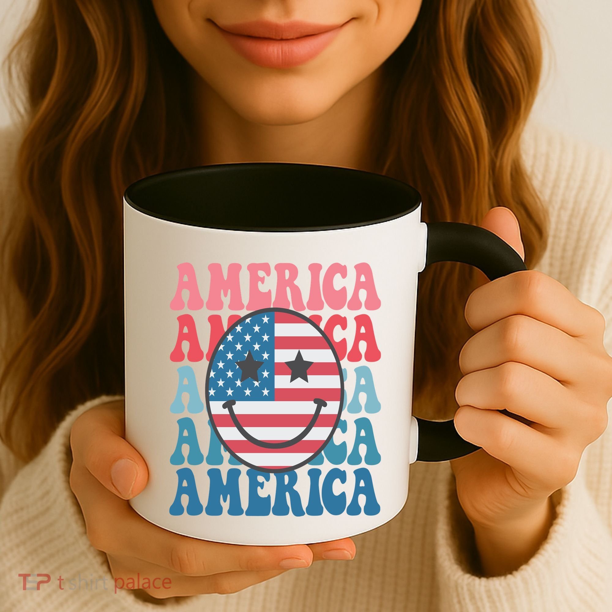 America Smiley Face Coffee Mug