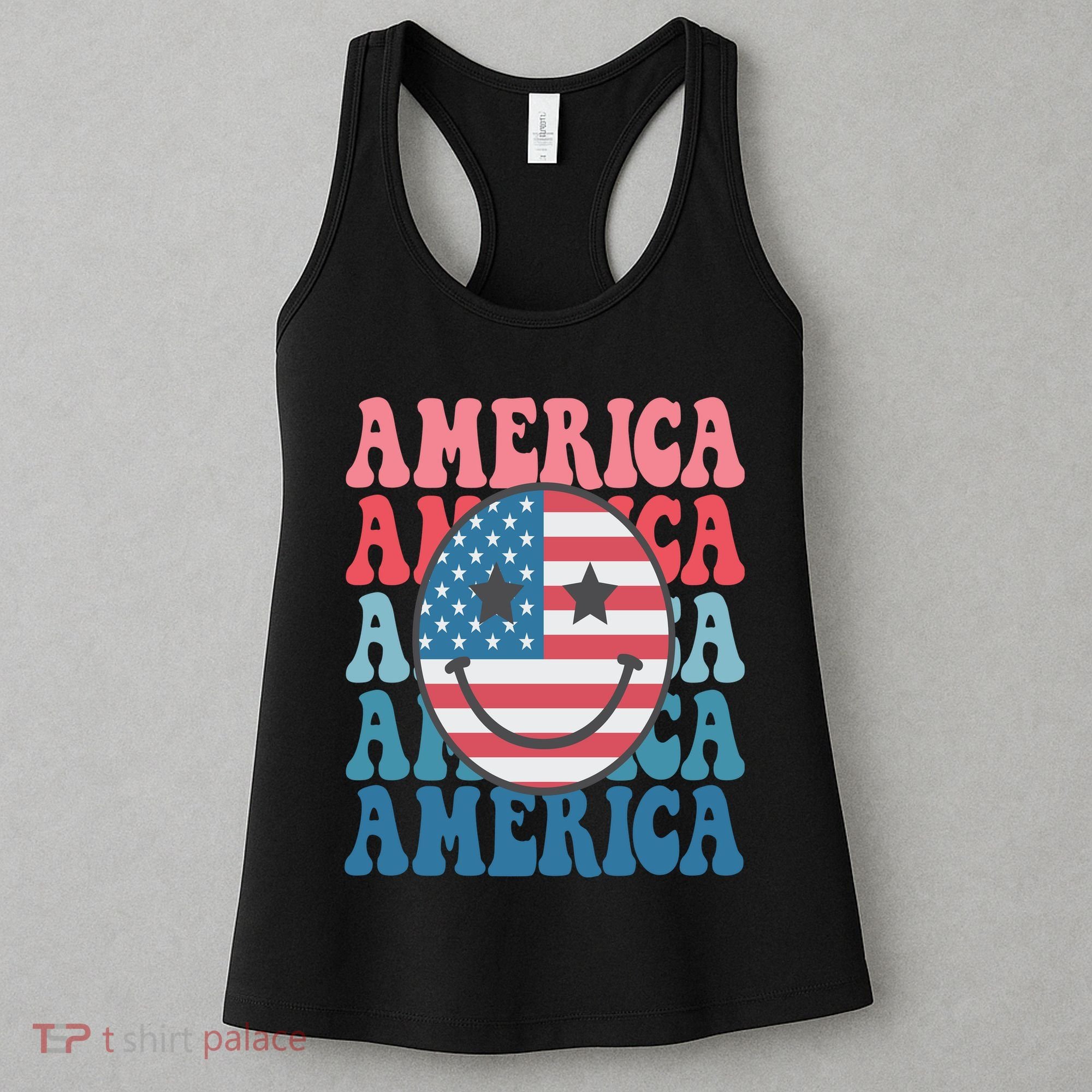 America Smiley Face Women's Tank Top