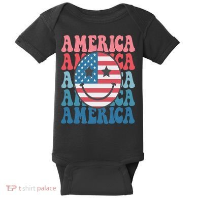 America Smiley Face Baby Bodysuit