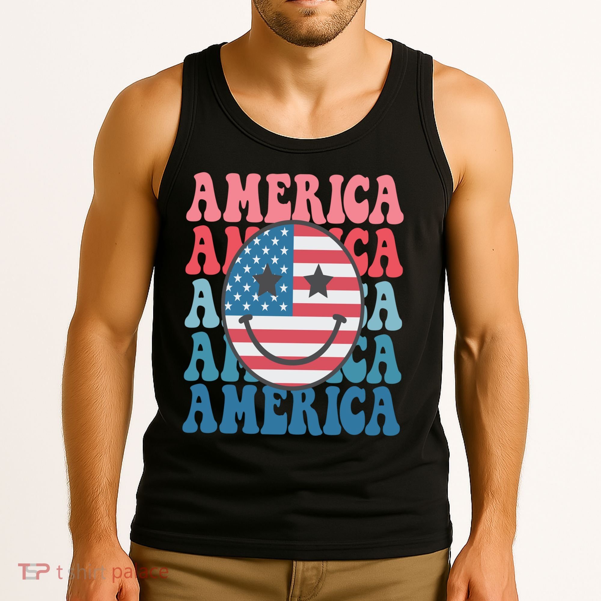America Smiley Face Tank Top