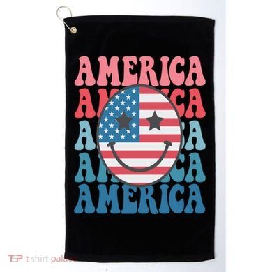 America Smiley Face Golf Towel