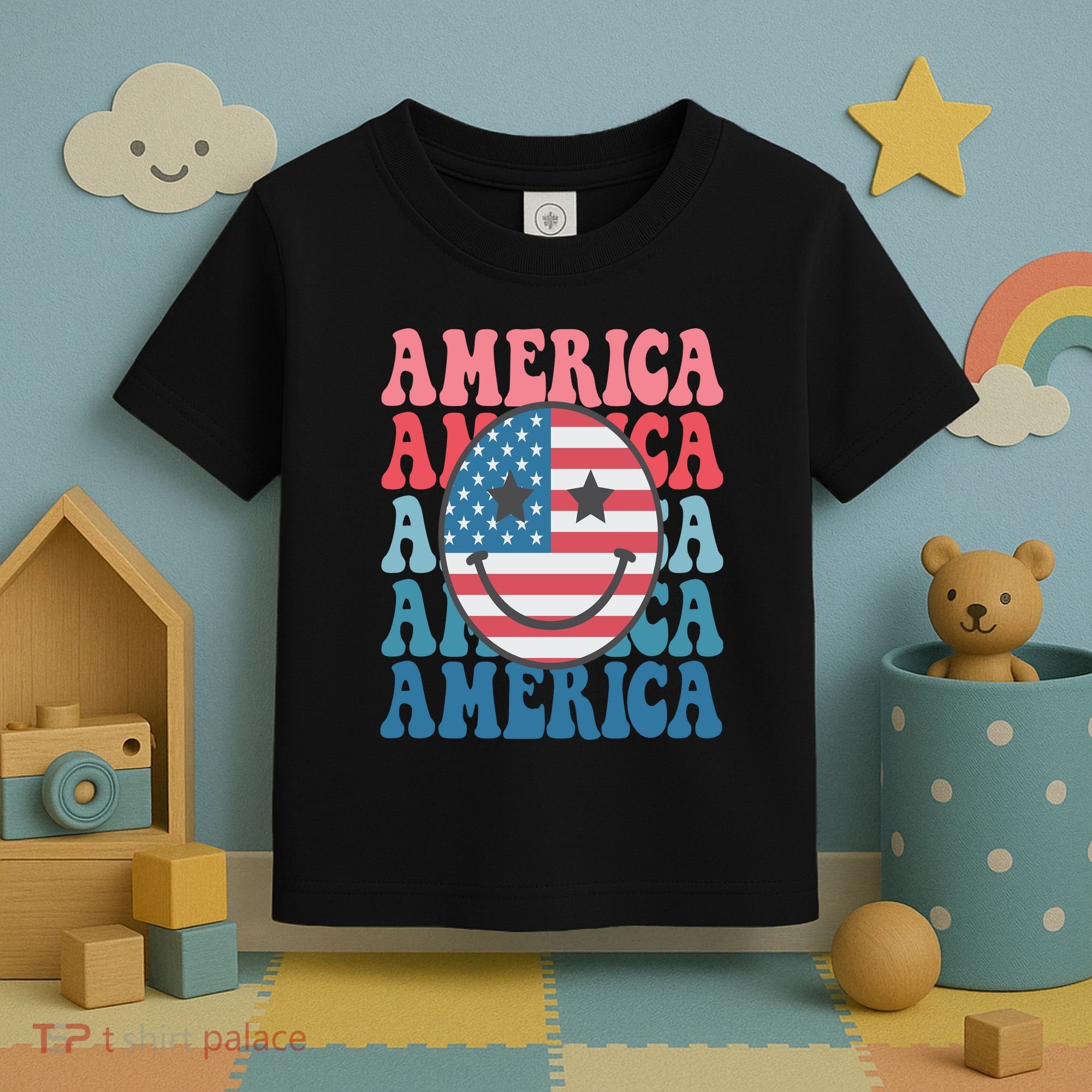 America Smiley Face Toddler T-Shirt