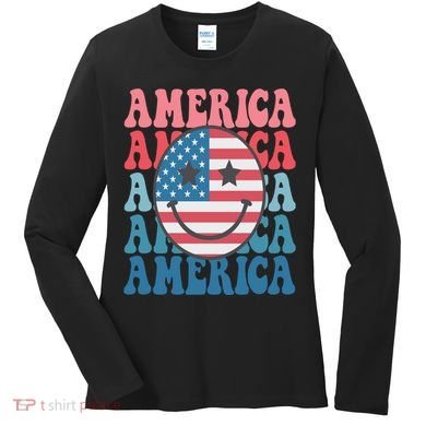 America Smiley Face Women's Long Sleeve Shirt