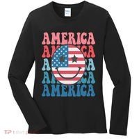 America Smiley Face Women's Long Sleeve Shirt thumb 0