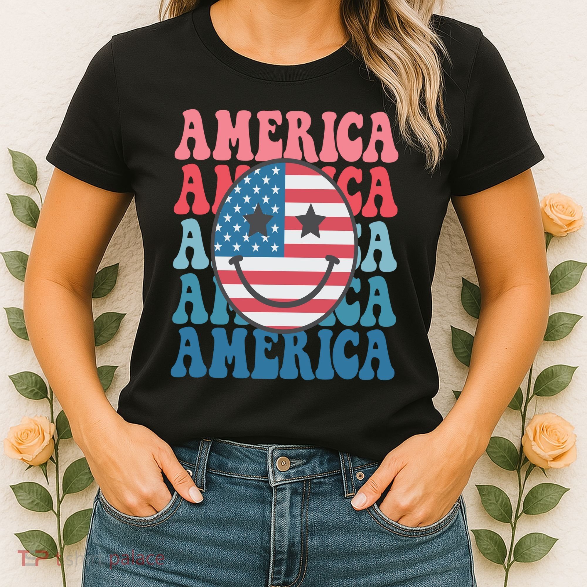 America Smiley Face Women's T-Shirt