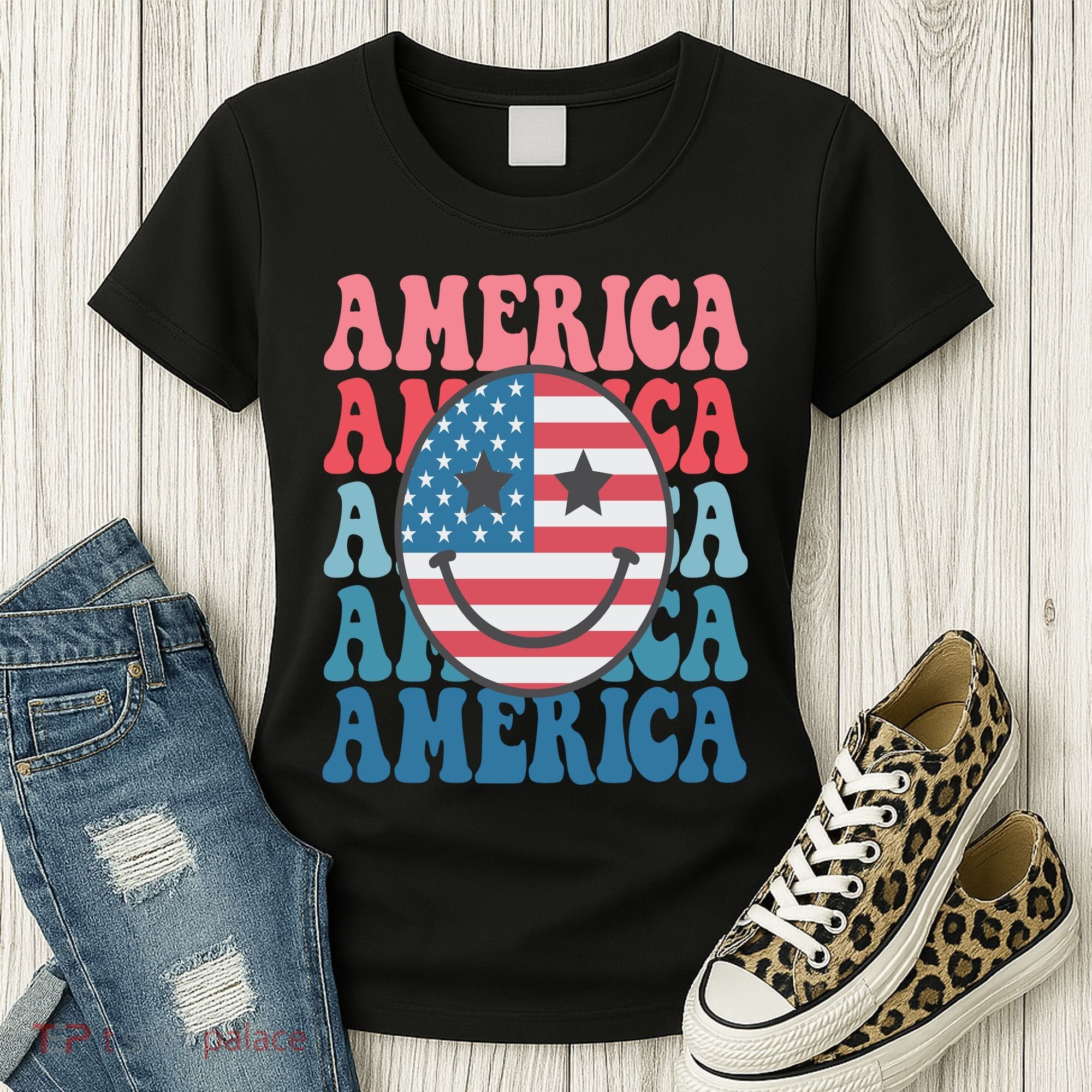 America Smiley Face Women's T-Shirt