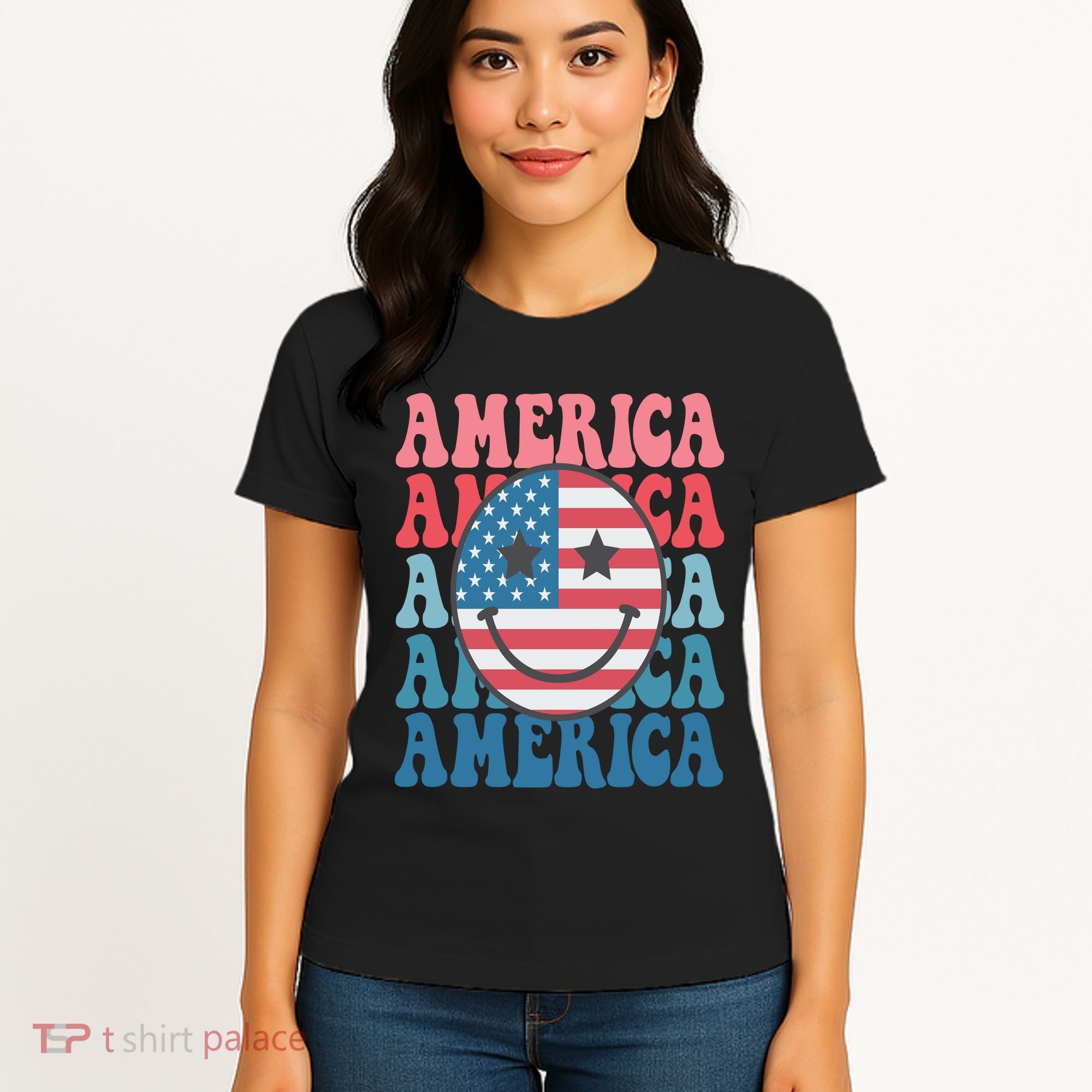 America Smiley Face Women's T-Shirt