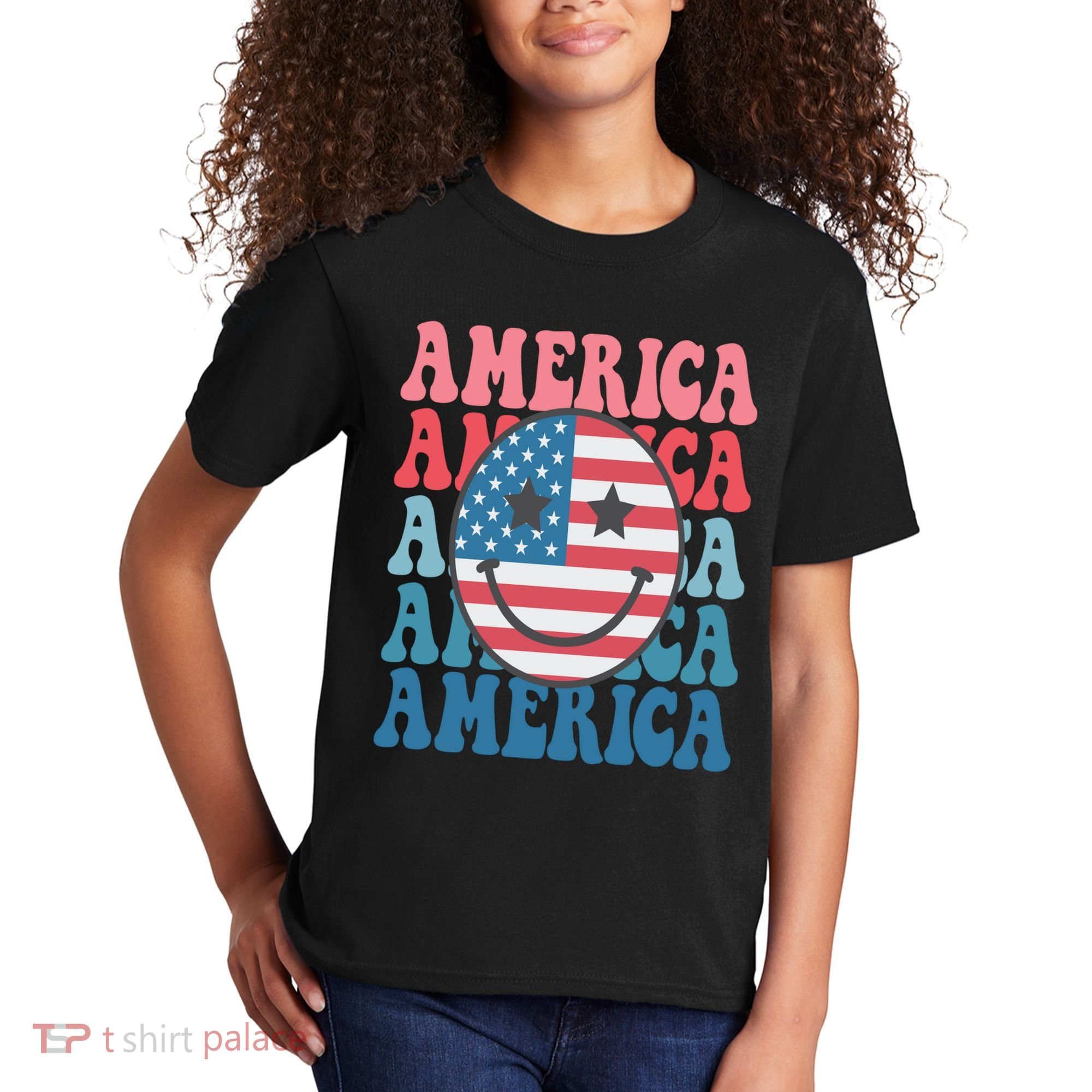 America Smiley Face Kids T-Shirt