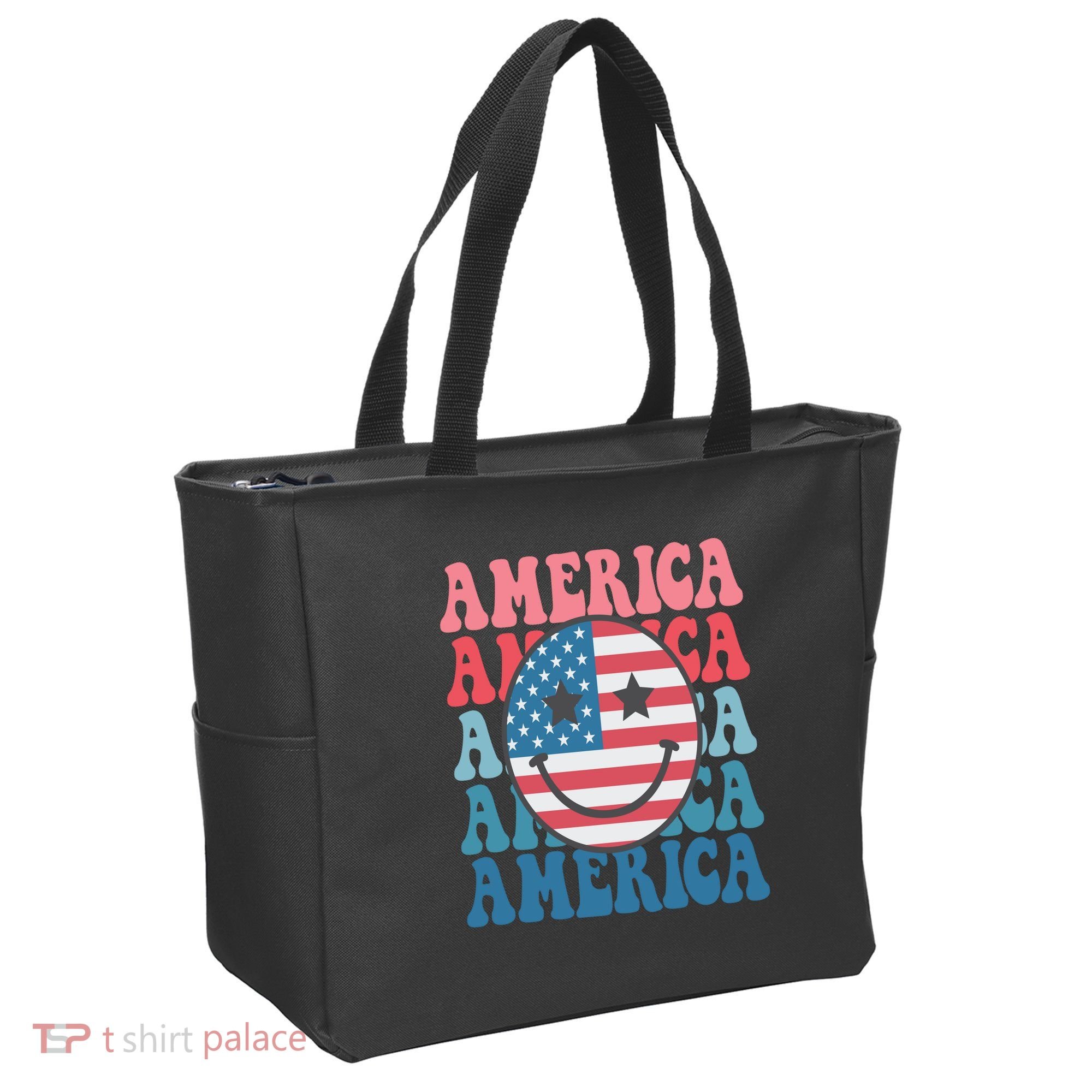America Smiley Face Tote Bag