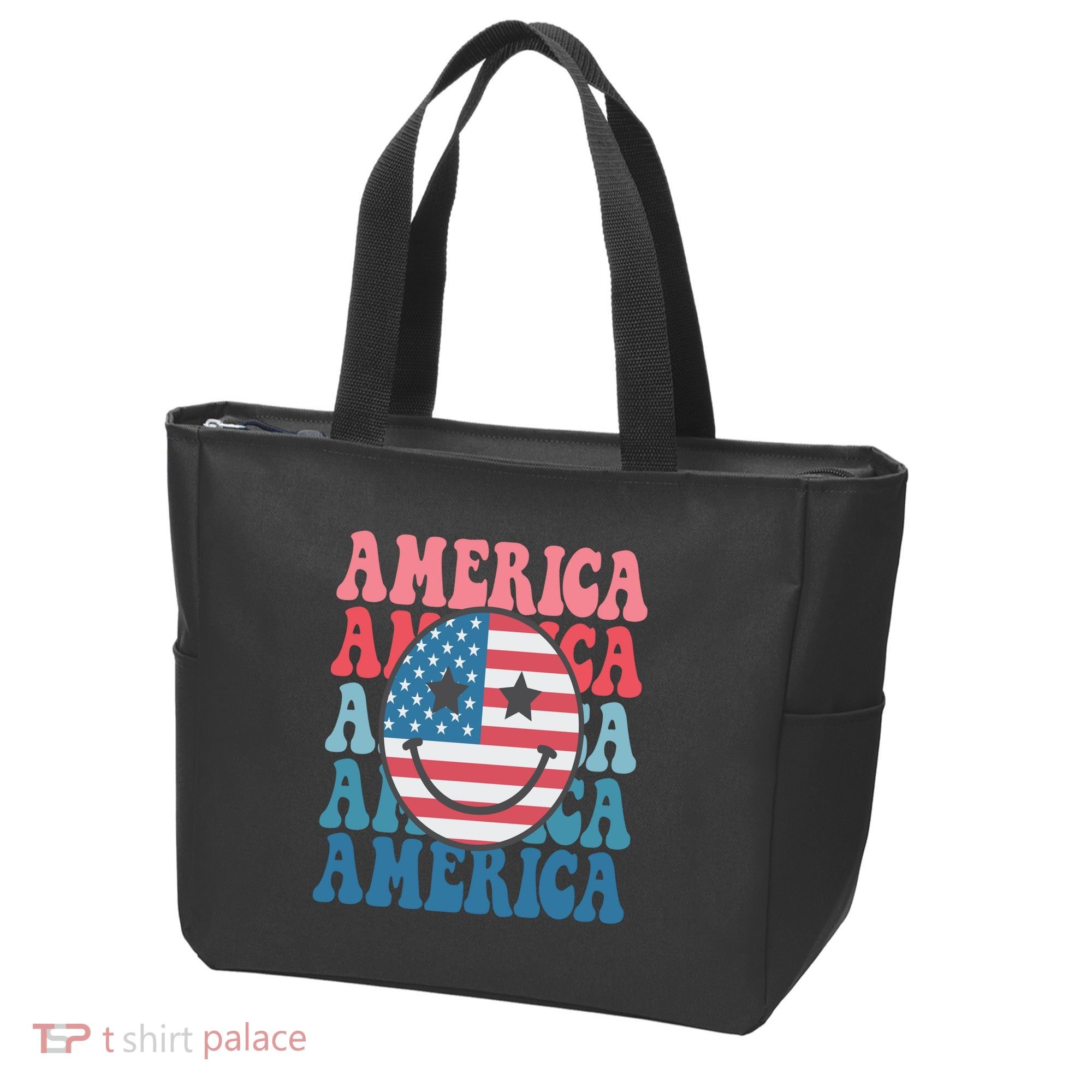 America Smiley Face Tote Bag