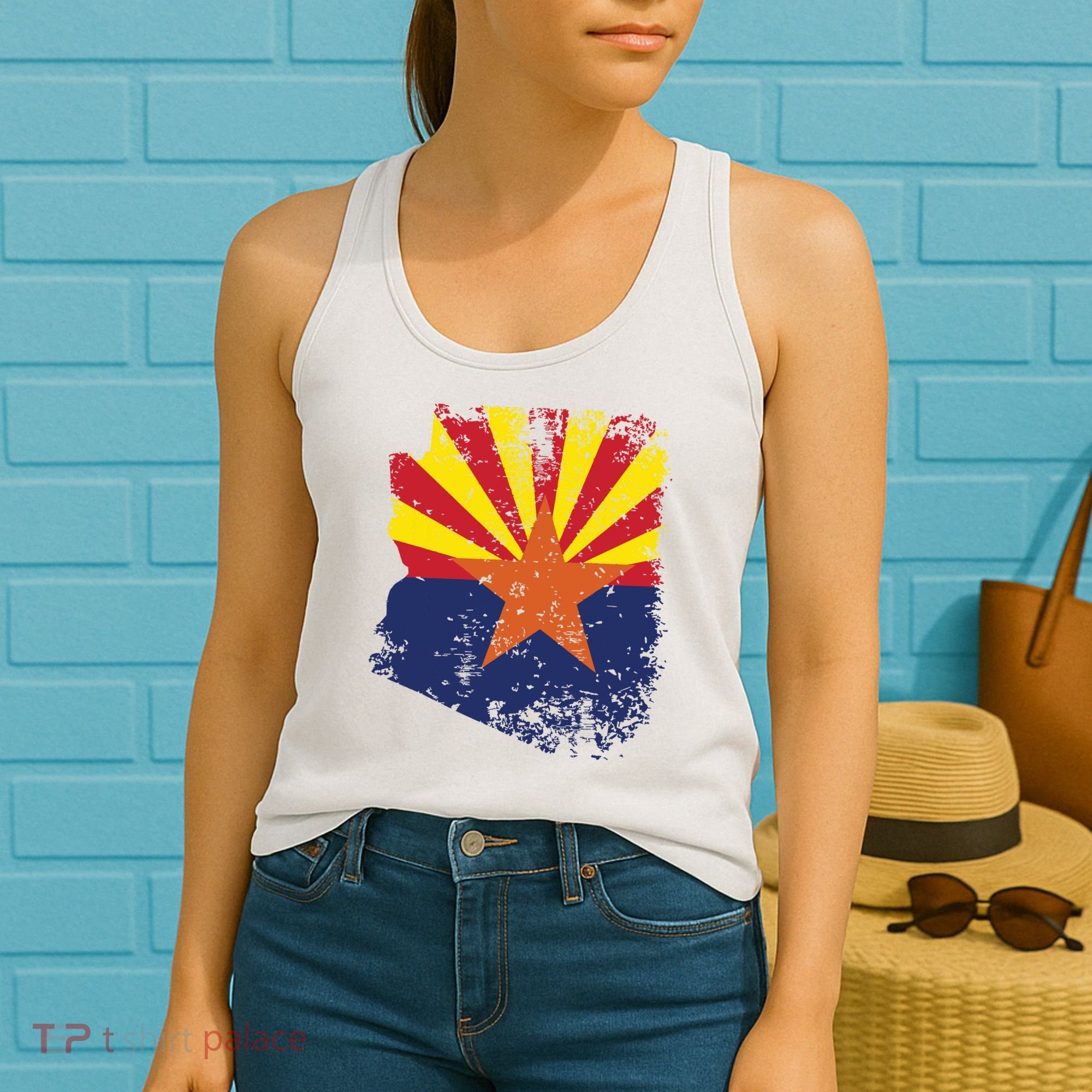 Arizona State Flag Faded Flag Of Arizona Women's Tank Top