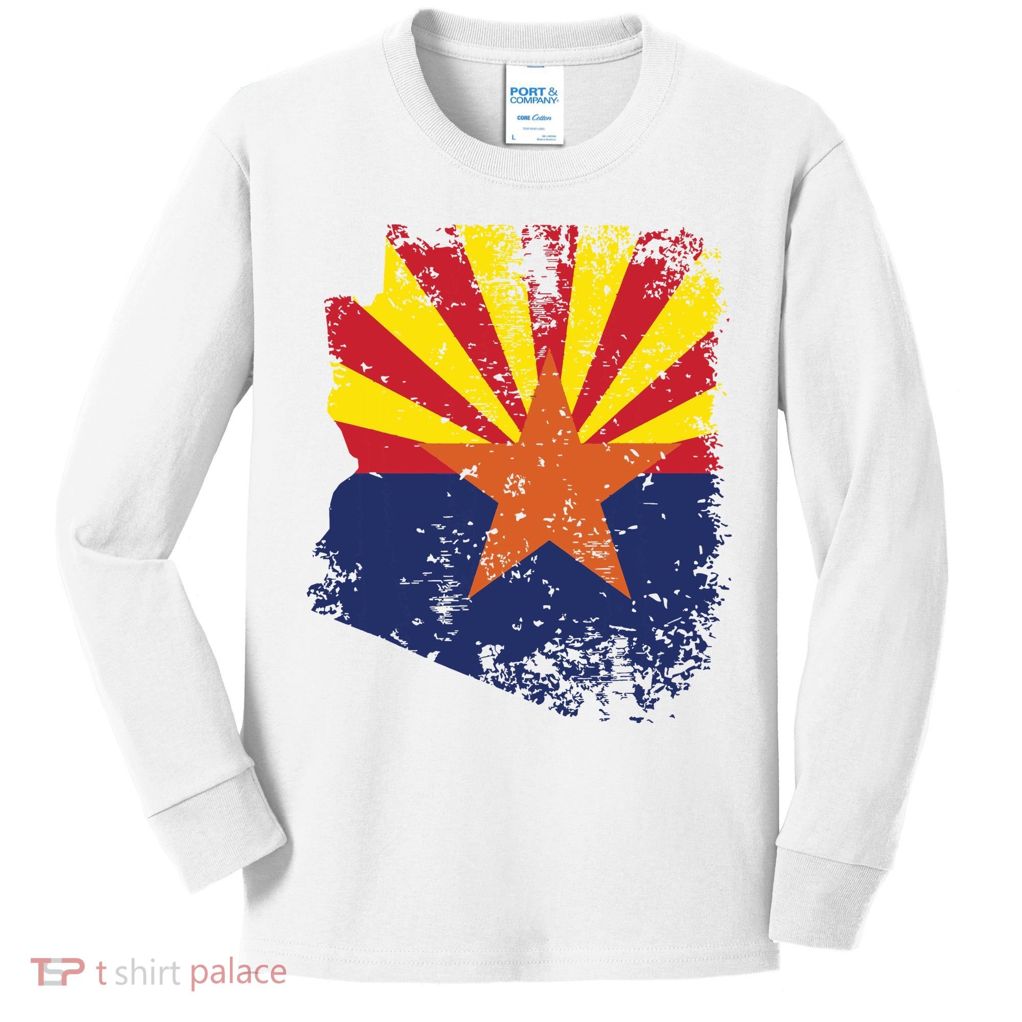 Arizona State Flag Faded Flag Of Arizona Kids Long Sleeve Shirt