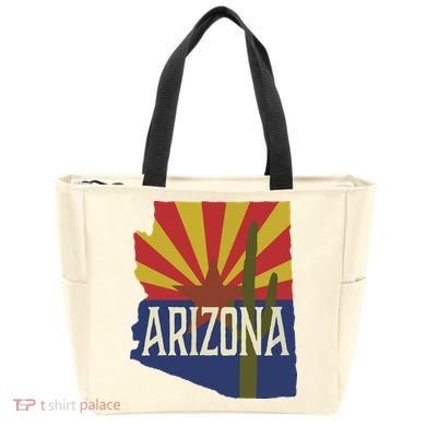 Arizona State Flag Saguaro Tote Bag