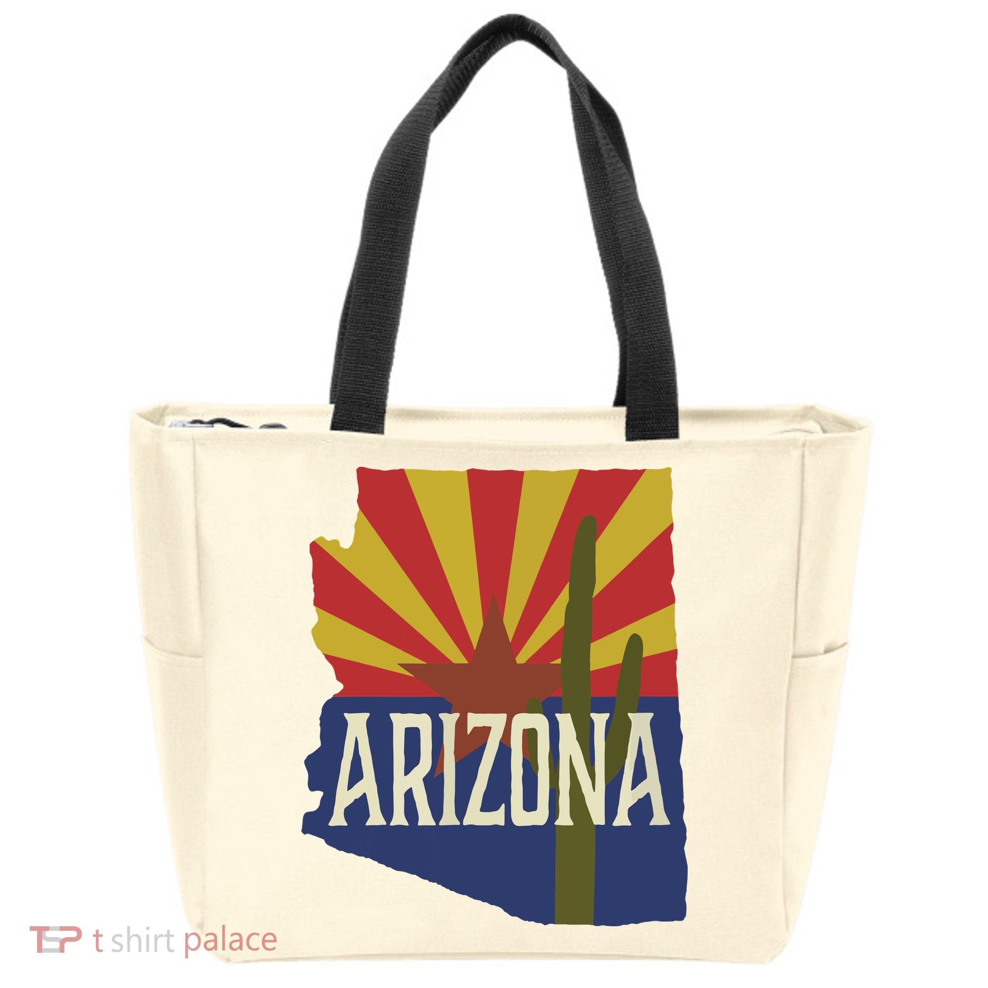 Arizona State Flag Saguaro Tote Bag
