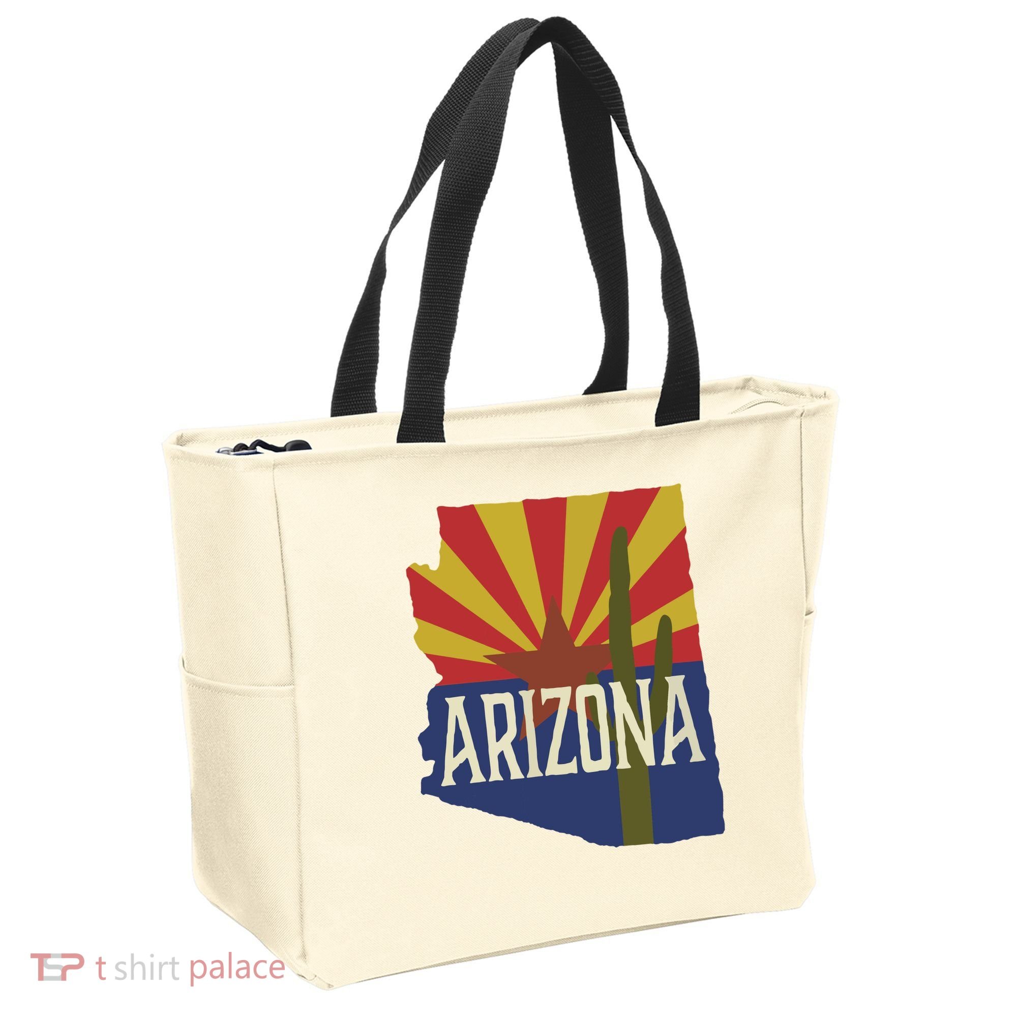 Arizona State Flag Saguaro Tote Bag
