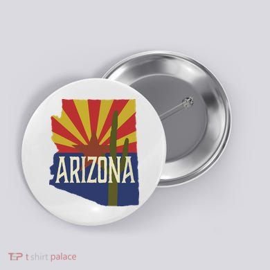 Arizona State Flag Saguaro Button