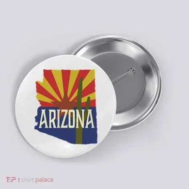 Arizona State Flag Saguaro Button