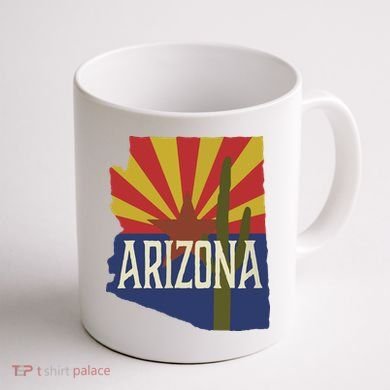 Arizona State Flag Saguaro Coffee Mug back