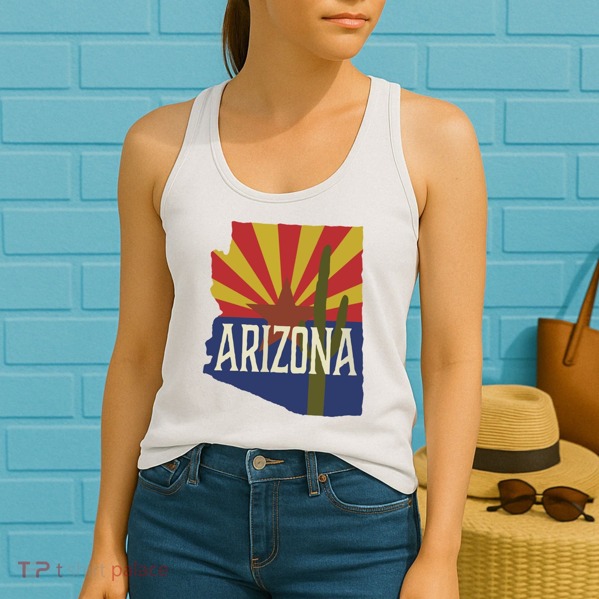 Arizona State Flag Saguaro Women's Tank Top