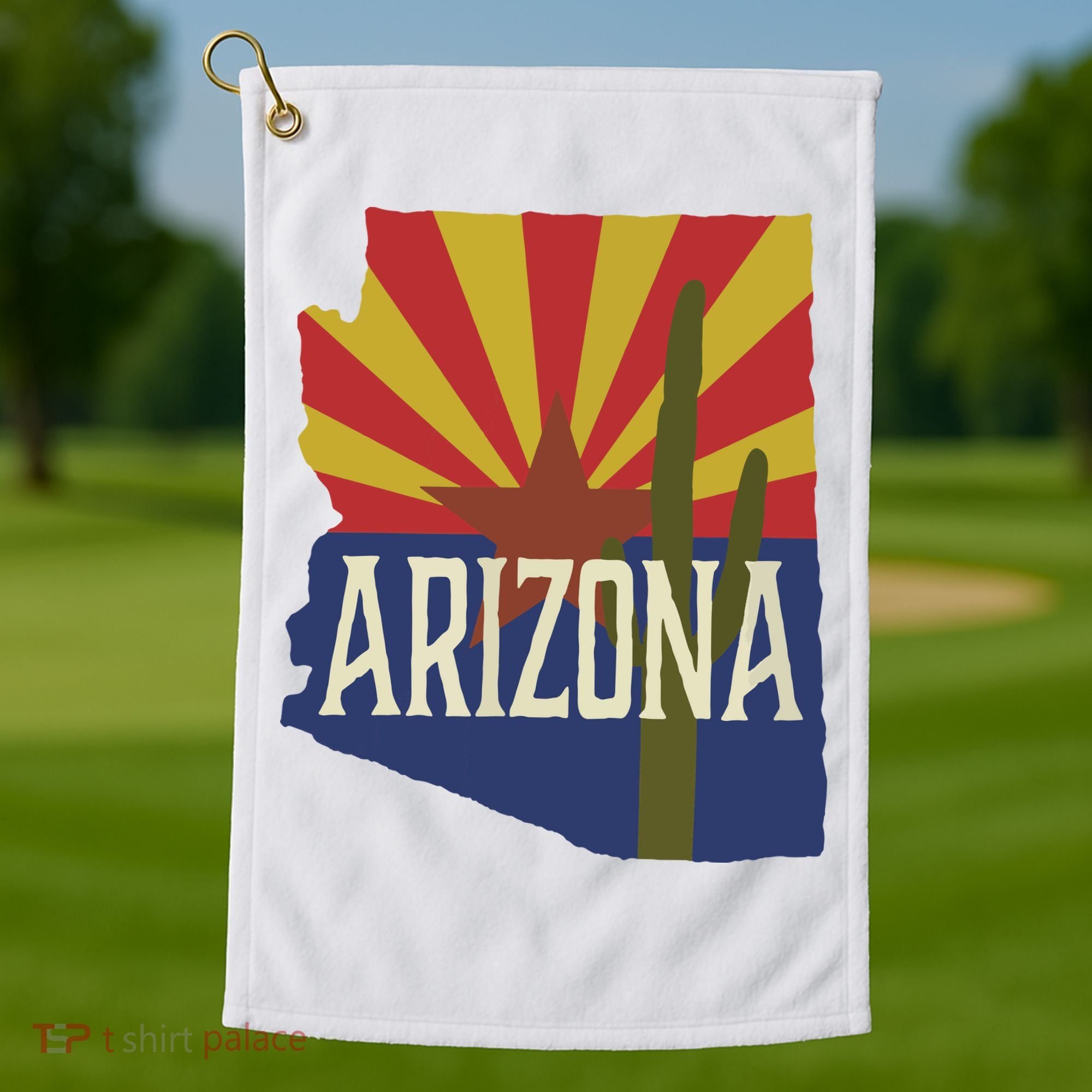 Arizona State Flag Saguaro Golf Towel