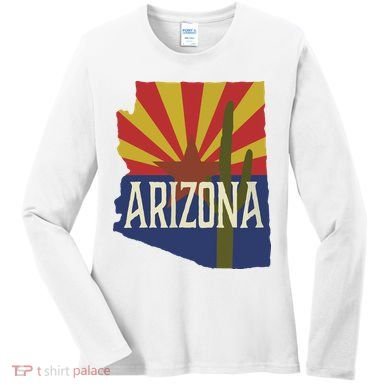 Arizona State Flag Saguaro Women's Long Sleeve Shirt