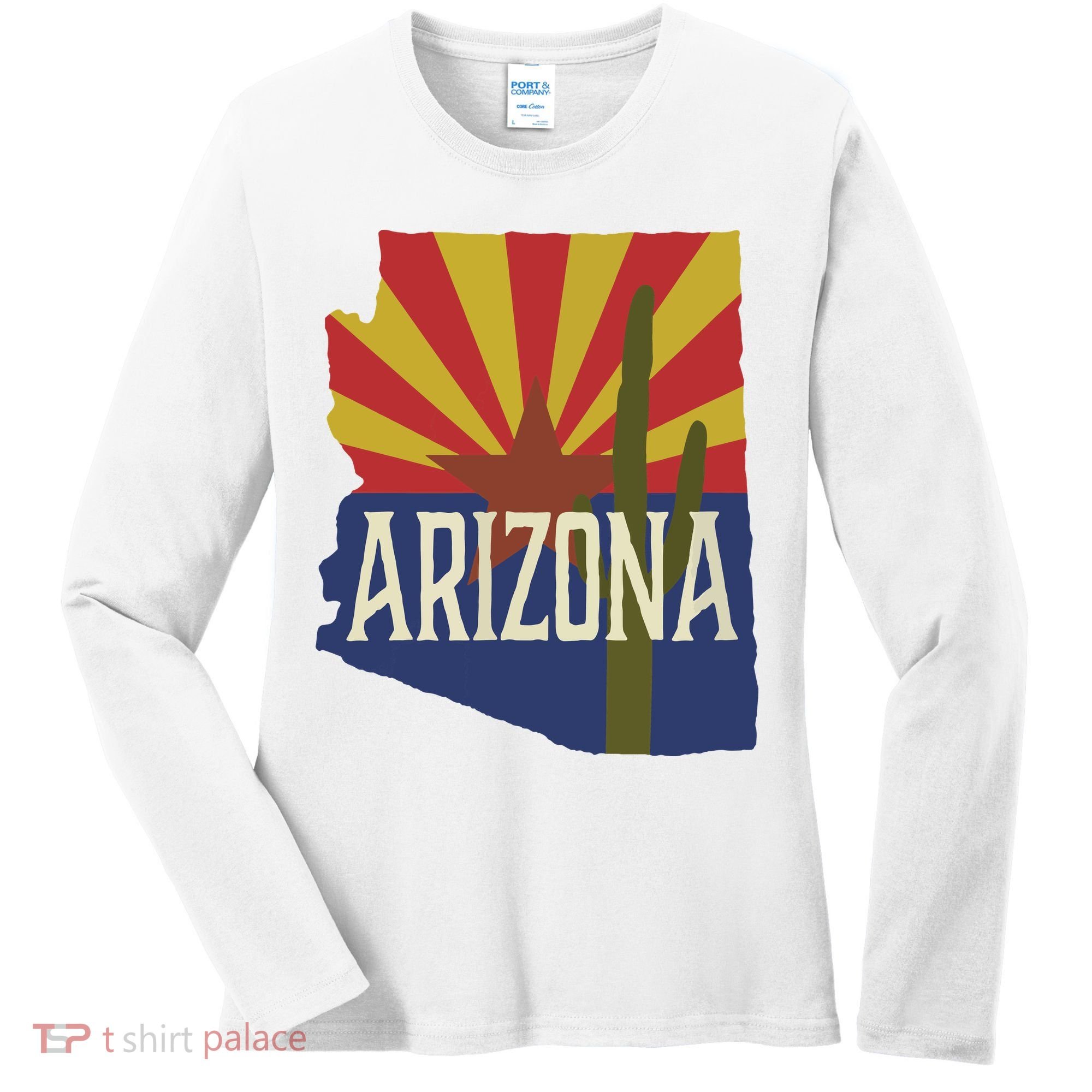 Arizona State Flag Saguaro Women's Long Sleeve Shirt