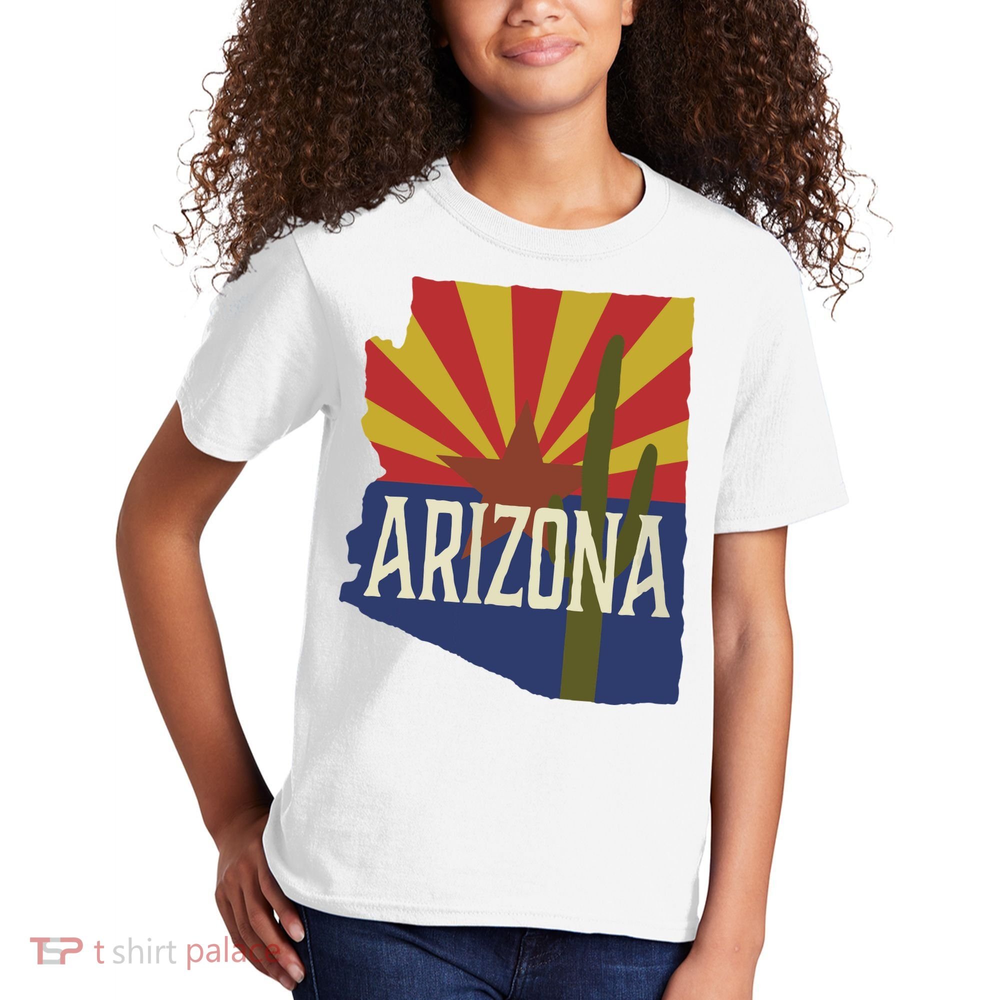 Arizona State Flag Saguaro Kids T-Shirt