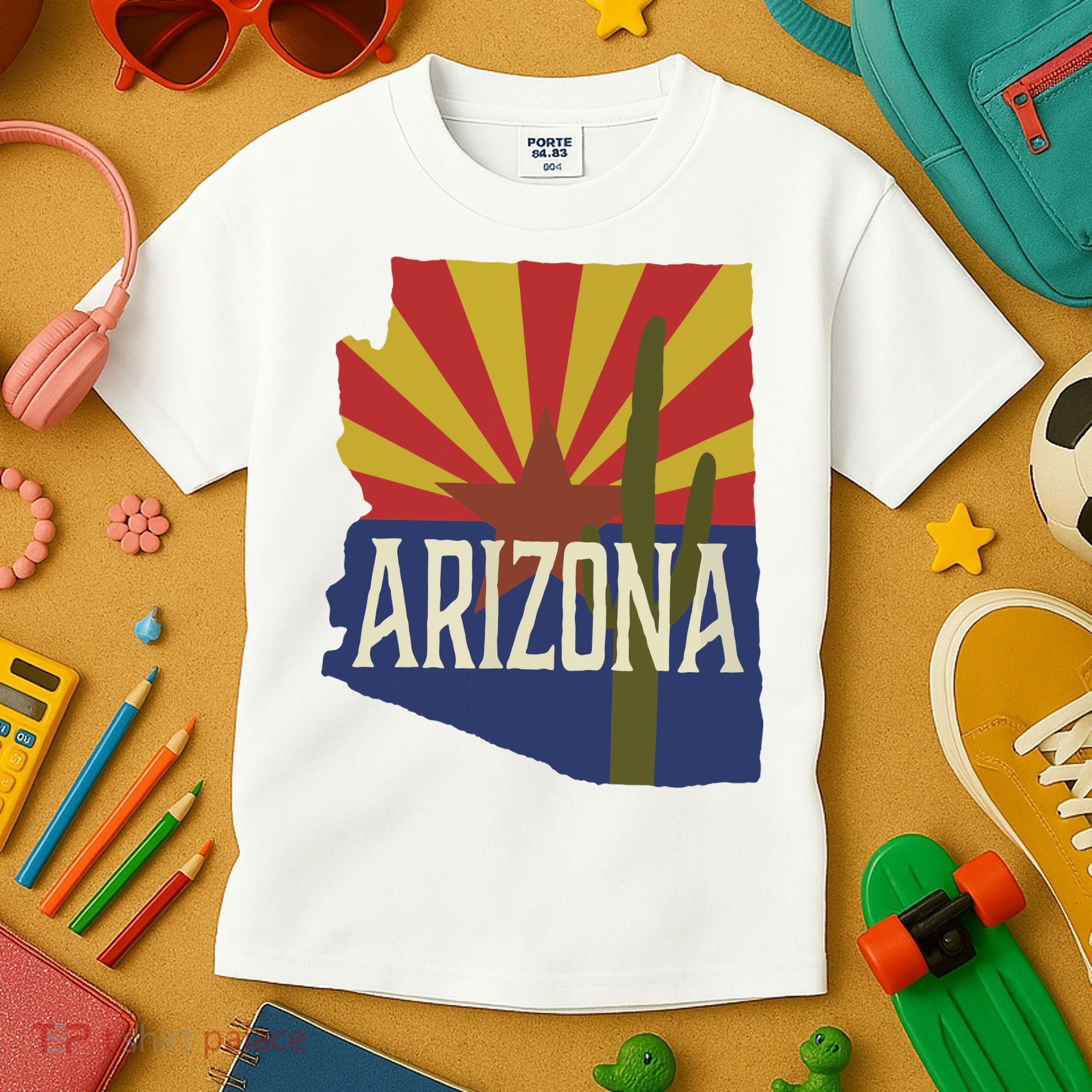 Arizona State Flag Saguaro Kids T-Shirt