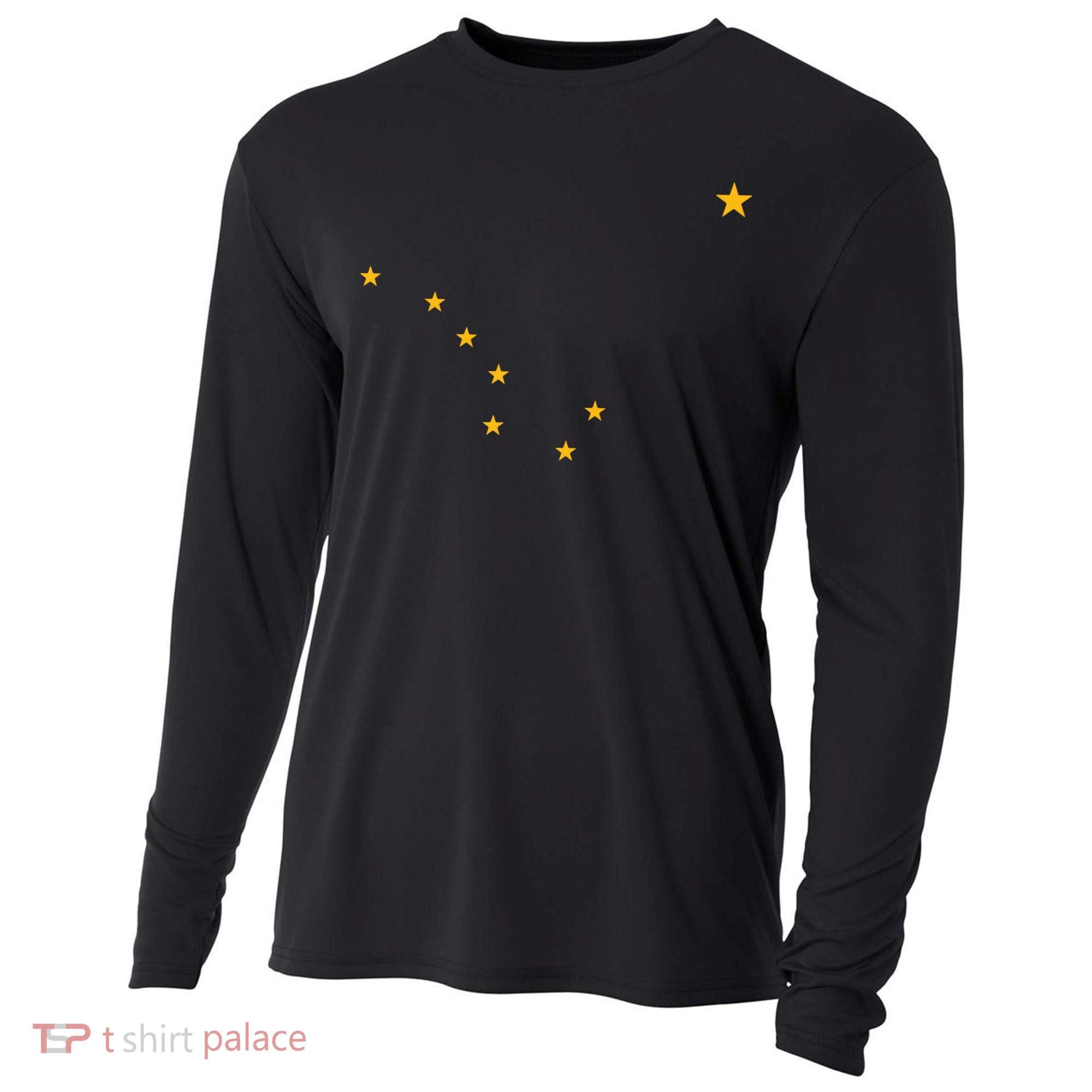 Alaska State Flag Shirts Stars Astrology Big Dipper Cooling Performance Long Sleeve Crew