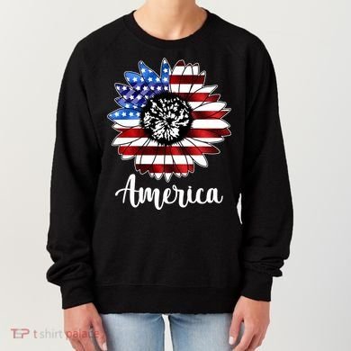 America Sunflower Flag 4th July Women's Sweatshirt