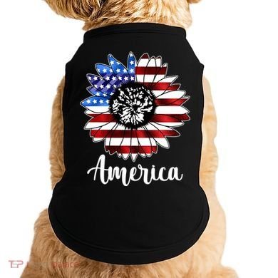America Sunflower Flag 4th July Doggie Tank