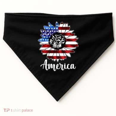 America Sunflower Flag 4th July USA-Made Doggie Bandana