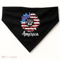 America Sunflower Flag 4th July USA-Made Doggie Bandana thumb 0