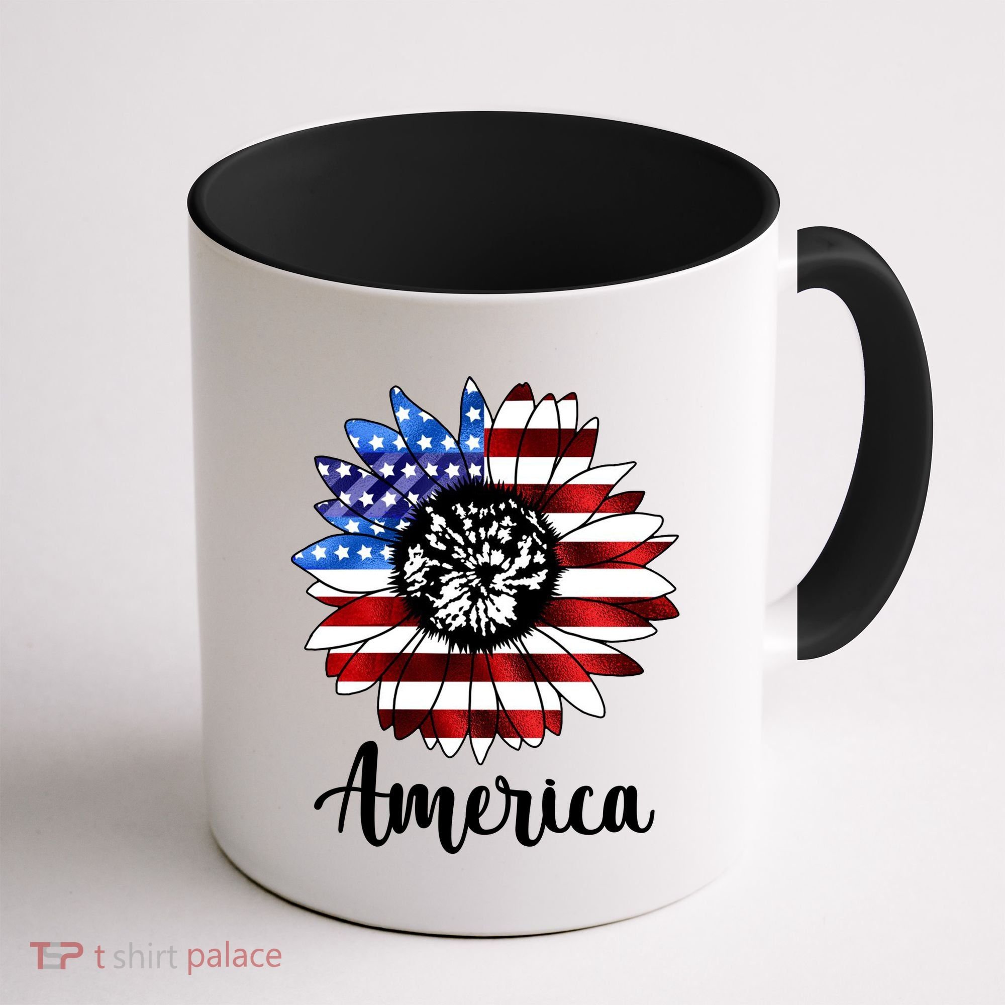 America Sunflower Flag 4th July Coffee Mug