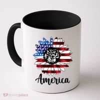 America Sunflower Flag 4th July Coffee Mug thumb 0