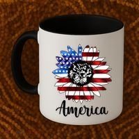 America Sunflower Flag 4th July Coffee Mug thumb 2
