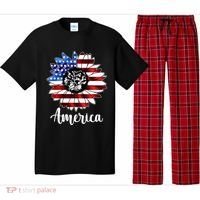 America Sunflower Flag 4th July Pajama Set thumb 0