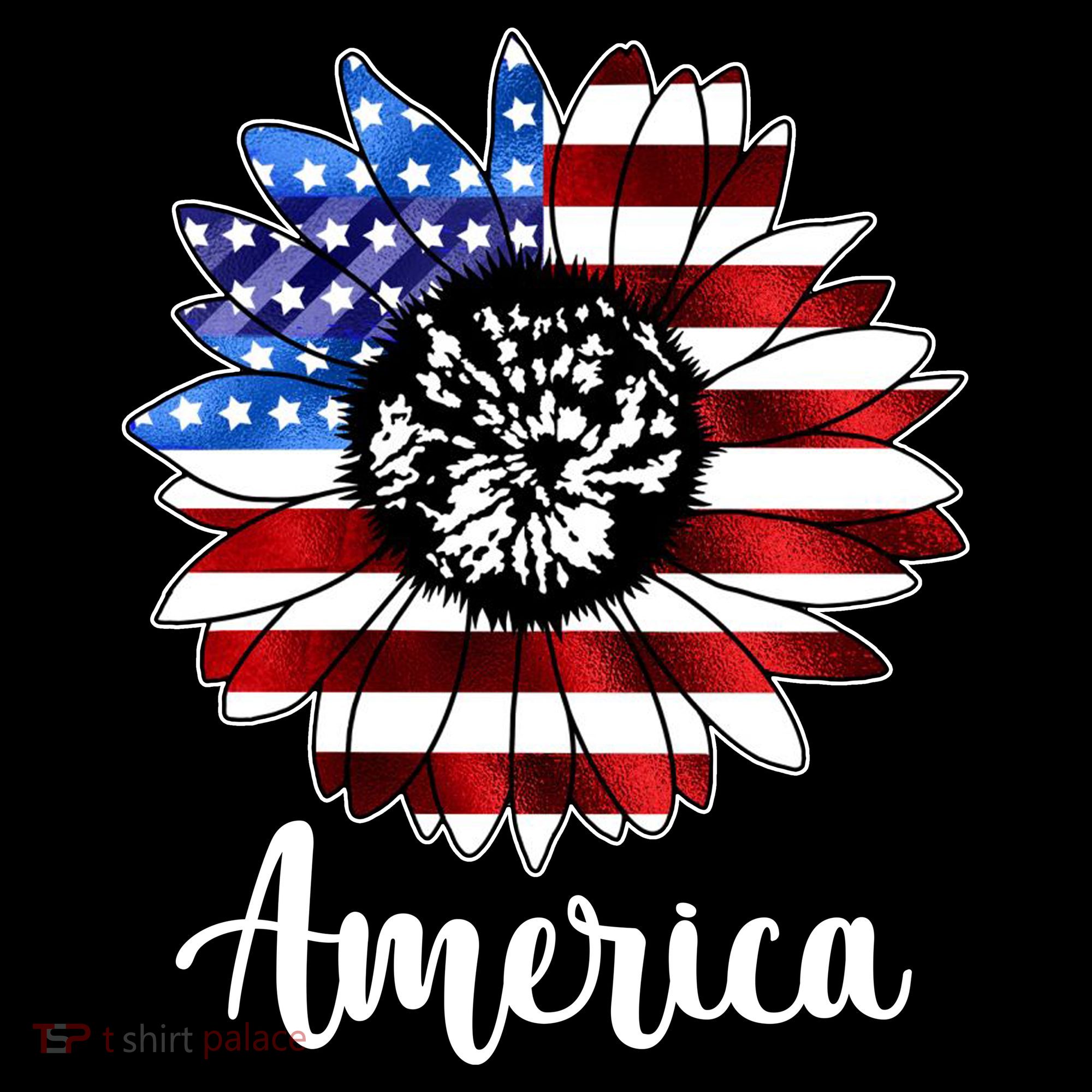 America Sunflower Flag 4th July Women's Hoodie