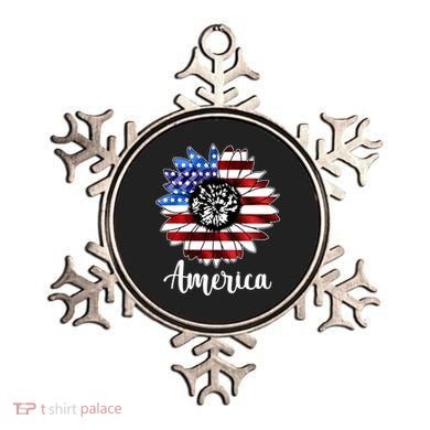 America Sunflower Flag 4th July Ornament