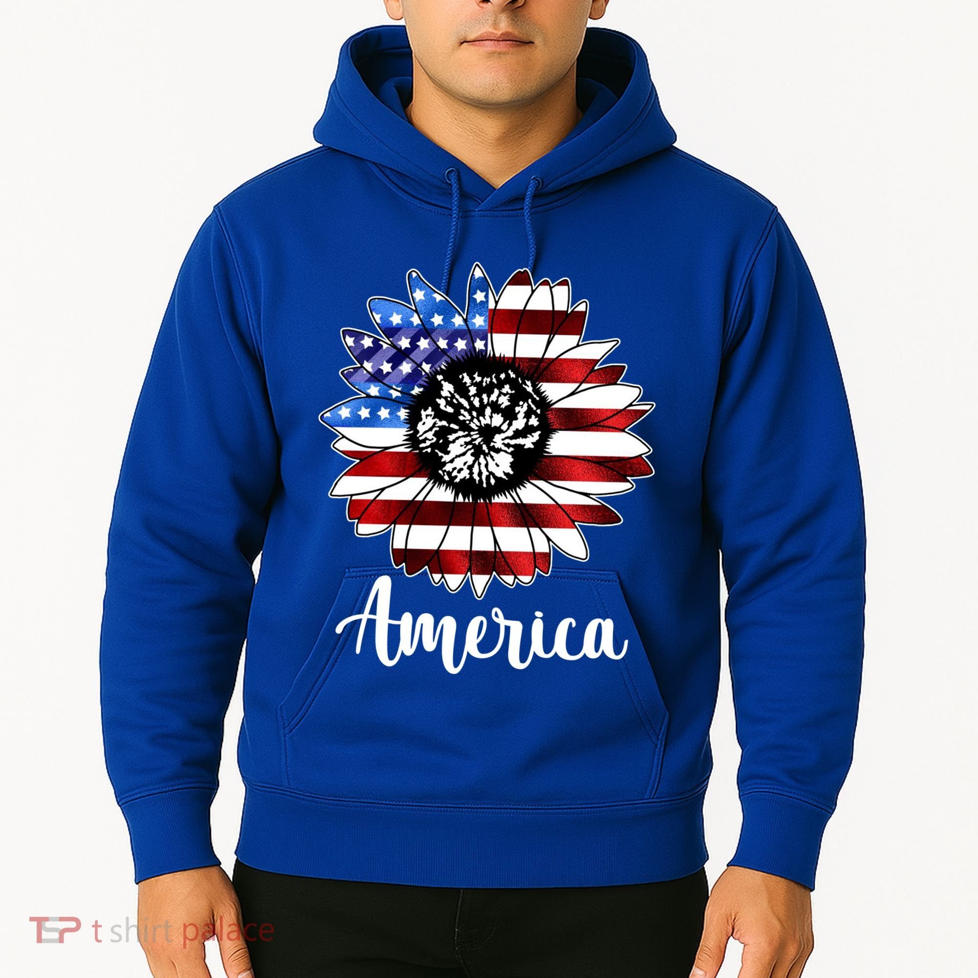 America Sunflower Flag 4th July Hoodie