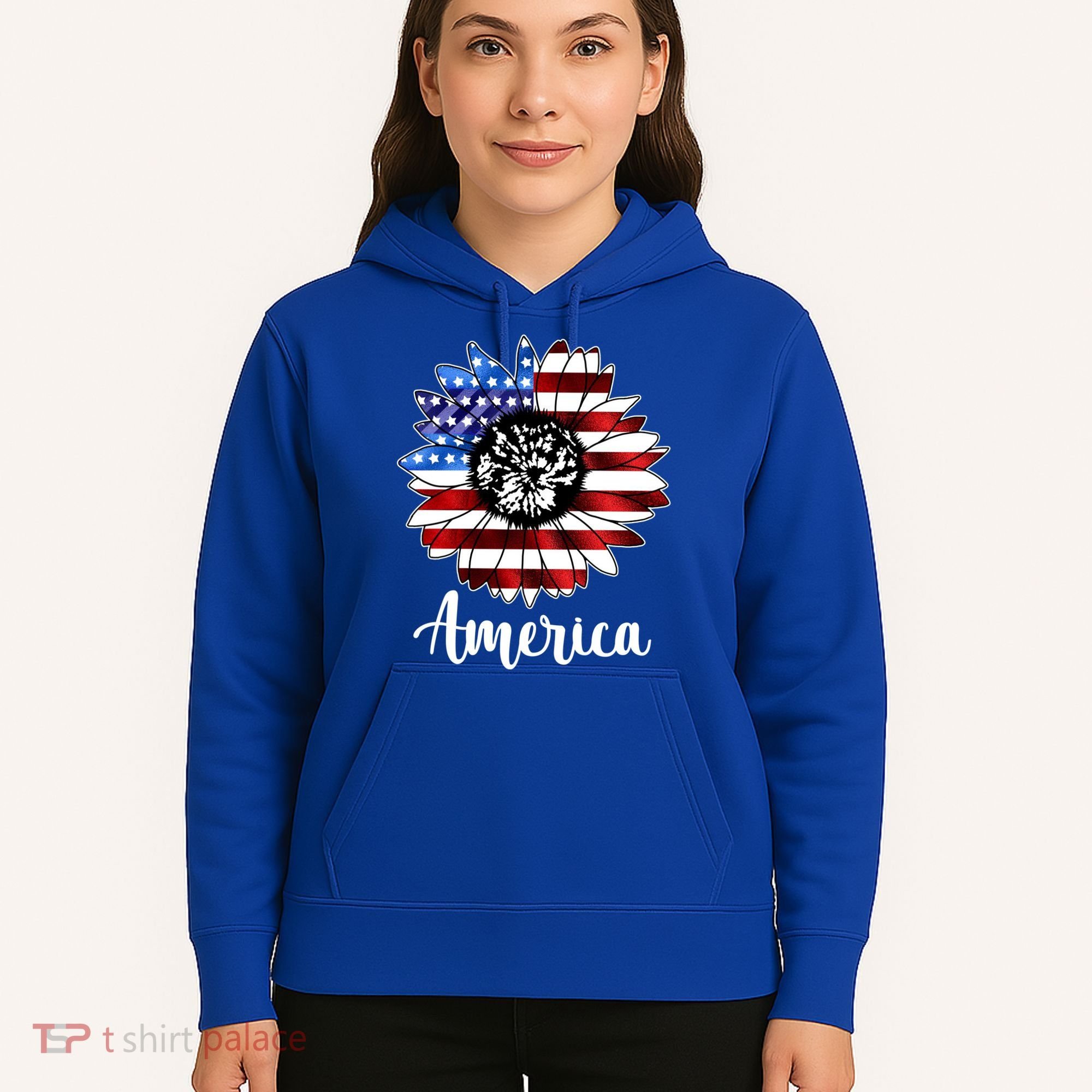 America Sunflower Flag 4th July Hoodie
