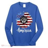 America Sunflower Flag 4th July Long Sleeve Shirt thumb 0