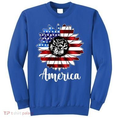 America Sunflower Flag 4th July Sweatshirt