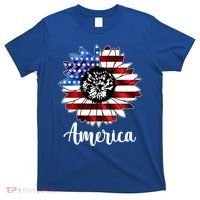 America Sunflower Flag 4th July T-Shirt thumb 0