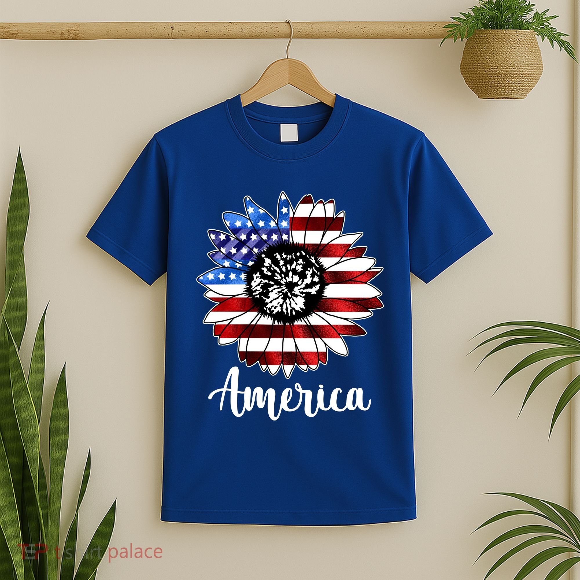 America Sunflower Flag 4th July T-Shirt