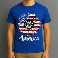 America Sunflower Flag 4th July T-Shirt thumb 3