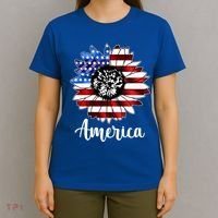 America Sunflower Flag 4th July T-Shirt thumb 4